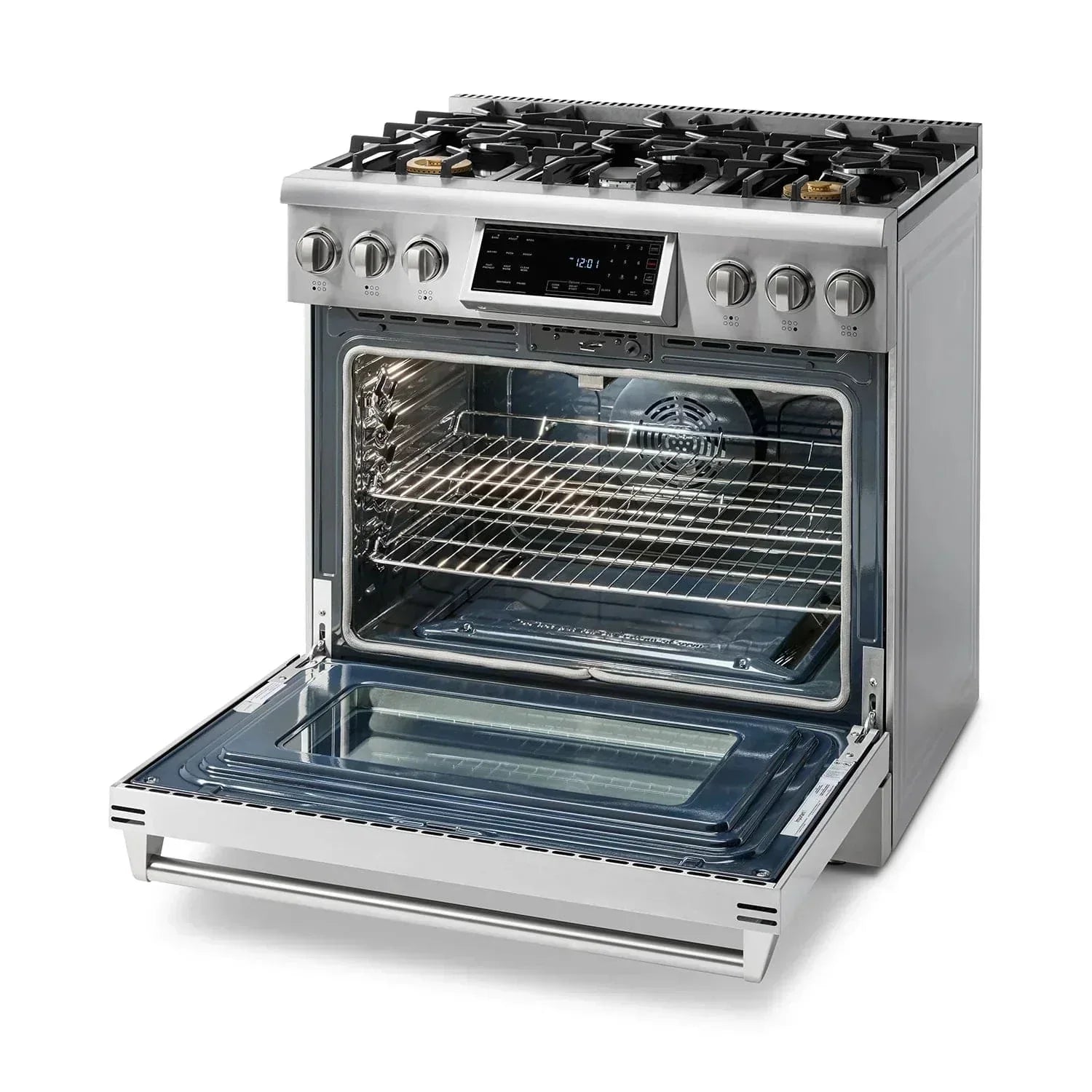 Thor Kitchen Appliance Package - 36 In. Gas Range, Range Hood, Microwave Drawer, Refrigerator, Dishwasher, AP-TRG3601-W-5