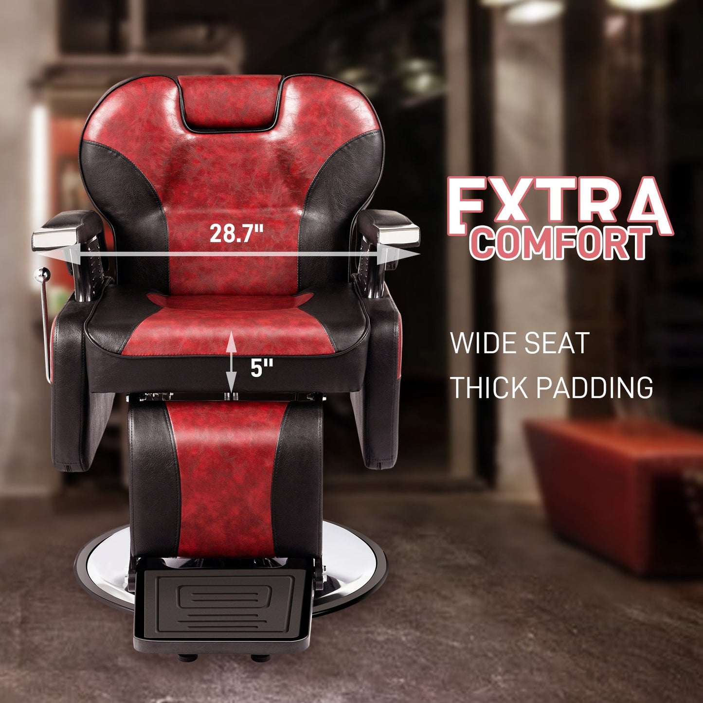 OmySalon BC1201 Classical Style Heavy Duty Hydraulic Reclining Barber Chair - G59000267
