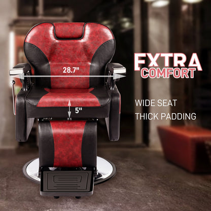 OmySalon BC1201 Classical Style Heavy Duty Hydraulic Reclining Barber Chair - G59000267