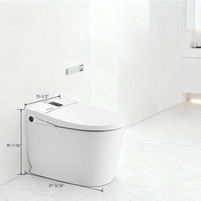 Awoco Smart Toilet with Bidet, Smart Bidet Toilet with Heated Seat, Auto Open Close, Foot Sensor Flush, Warm Water & Dryer, Remote Control, Digital Display, One Piece Toilet with Tank - AWC-ST-T3-MB