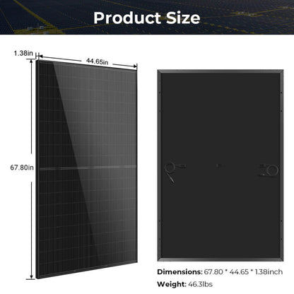 SunGold Power 440W Mono Black N-Type Solar Panel UL61730 CEC Listed - SGN-440-SW5x2