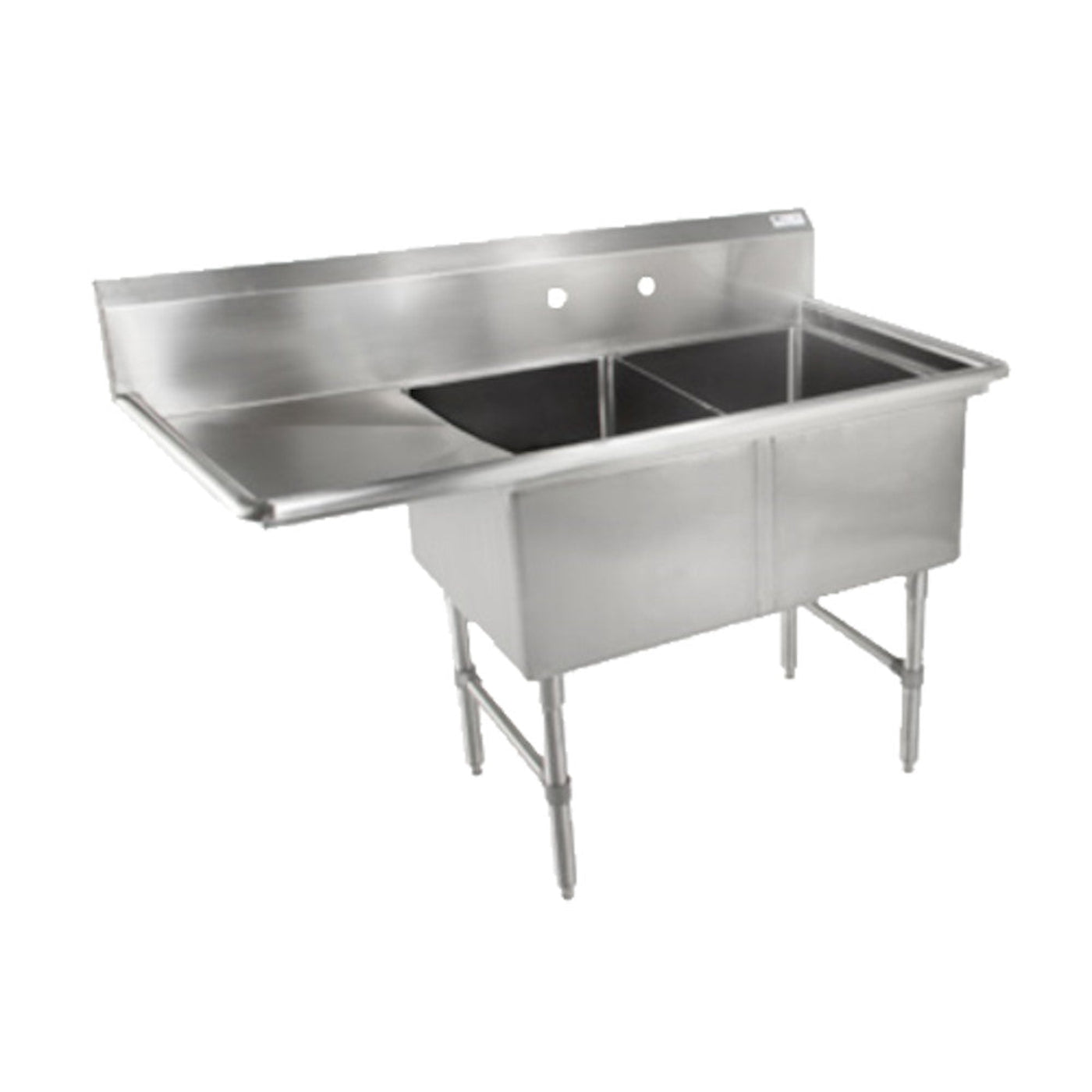 John Boos 2B16204-1D18L Two Compartment Sink with 18" Left Drainboard - JB2B162041D18L