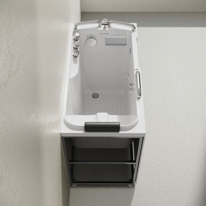 Swiss Madison Auvergne 53" x 27" ADA Right Drain Walk-in Soaking Bathtub in Glossy White, Faucet Set, Drain, Grab Bars, Pillow Included - SM-AB6802GW