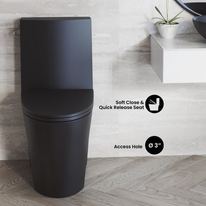 Swiss Madison St. Tropez One-Piece 10" Rough-in 1.28 GPF Left Flush Elongated Toilet in Matte Black - SM-1T273MB