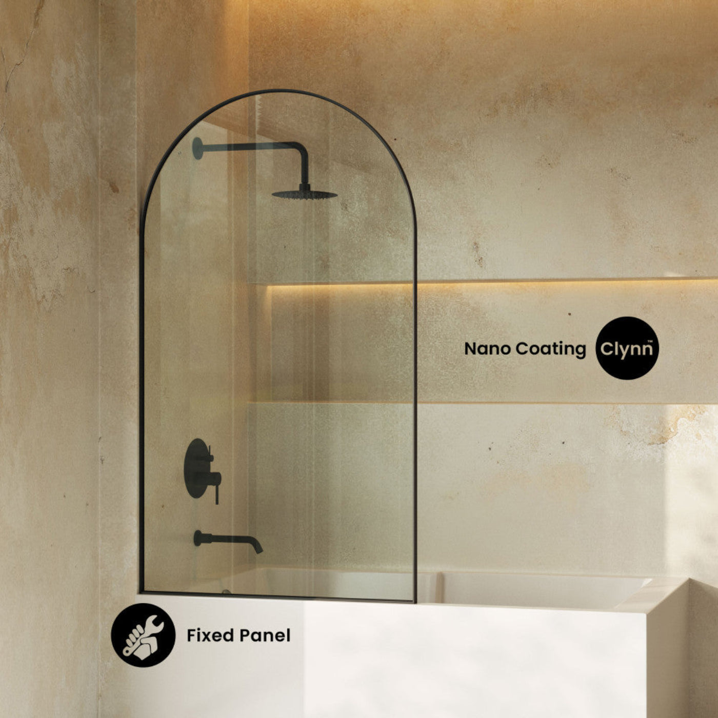 Swiss Madison Porte 34 x 58 Framed Fixed 3/8 in. (10mm) Clear Tempered Glass Tub Door with Black Matte Frame - SM-TD9001MB