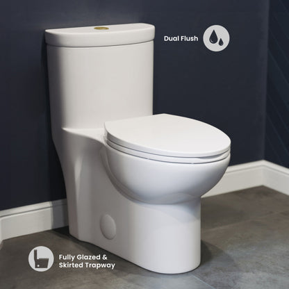 Swiss Madison Sublime One Piece Elongated Toilet Dual Flush, Brushed Gold Hardware 1.1/1.6 gpf - SM-1T205HG