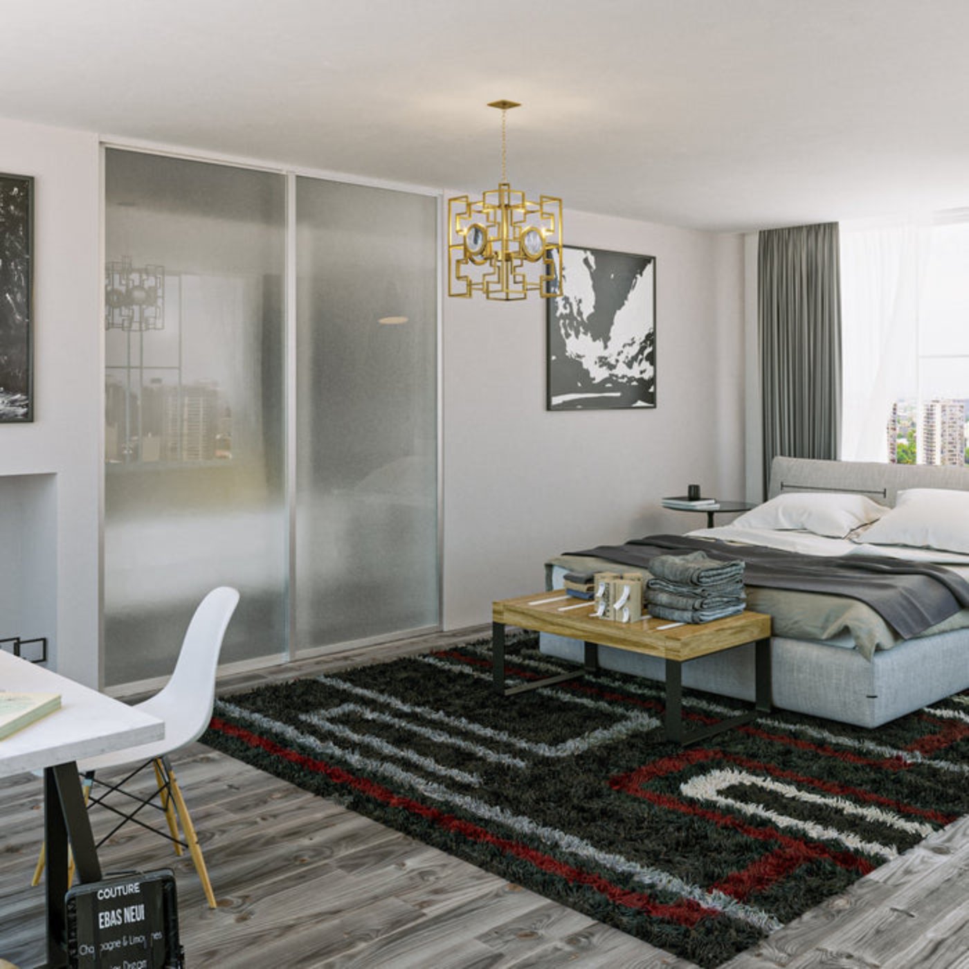 Doors22 80x96 Glass Sliding Room Divider Clear 2 panels - RDB80x96clear