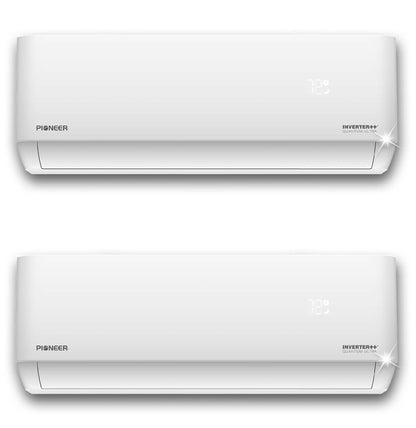 Pioneer Dual Split 21000 BTU 1.5-Ton Quantum Ultra Wi-Fi 24 SEER2 Energy-Star Multi (2) Zone Wall Mount Air Conditioner Heat Pump 230-Volt - WYT020GLSI24M2-12W-9W