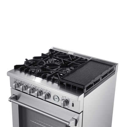 Forno 3-Piece Appliance Package - 30-Inch Gas Range with Air Fryer, French Door Refrigerator, and Dishwasher in Stainless Steel - AP3-6276-30