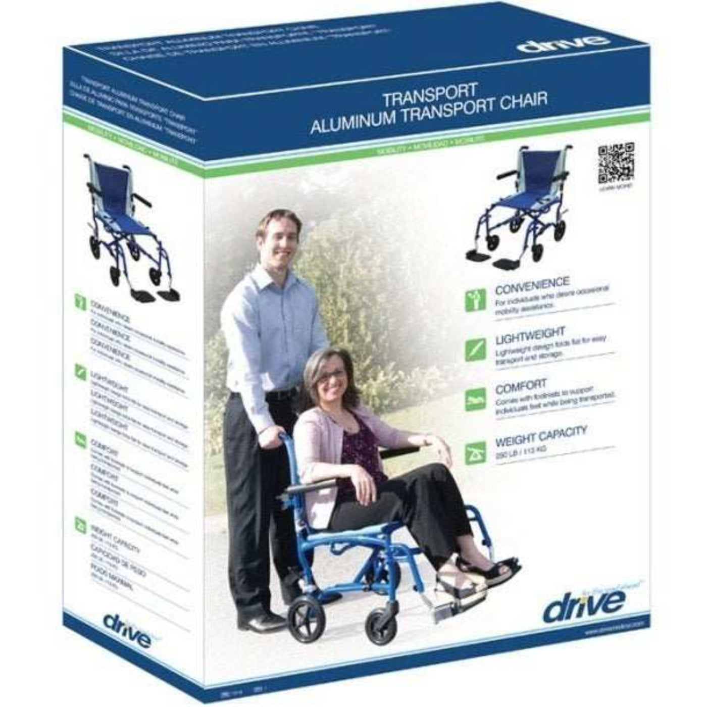 Drive Medical TranSport Aluminum Transport Wheelchair - DM-TS19