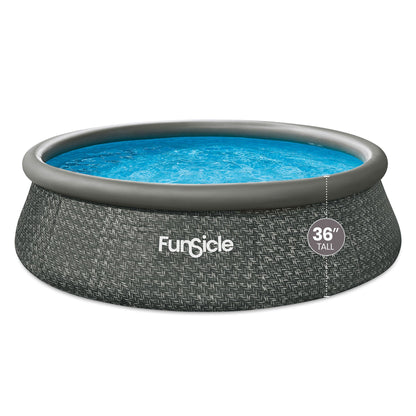 Marcy Funsicle 12' x 36" QuickSet Ring Top Above Ground Swimming Pool, Herringbone - 308879