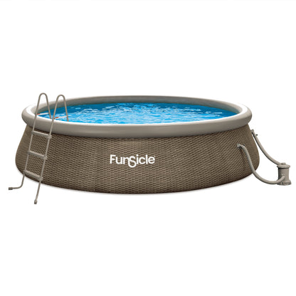 Marcy Funsicle 14' x 36" QuickSet Ring Top Above Ground Swimming Pool, Basketweave - 308885