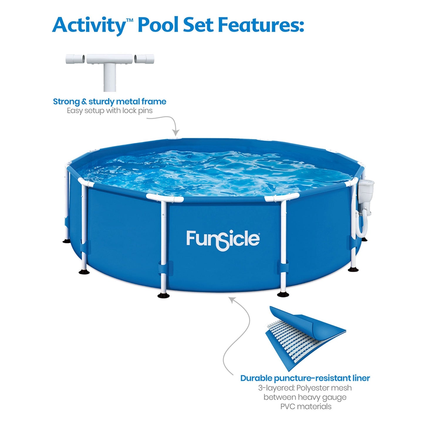 Marcy Funsicle 10' x 30" Outdoor Activity Round Frame Above Ground Swimming Pool Set - 308887