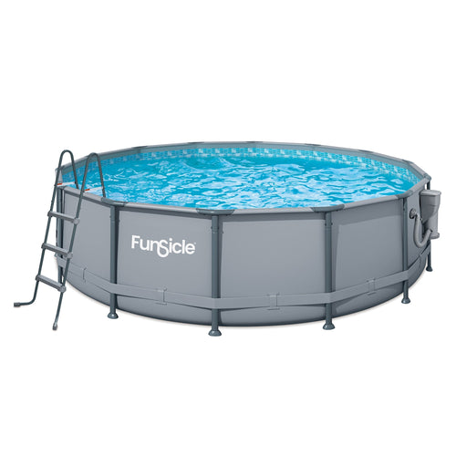 Marcy Funsicle 14' x 42" Oasis Outdoor Round Frame Above Ground Swimming Pool, Gray - 308890