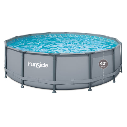 Marcy Funsicle 14' x 42" Oasis Outdoor Round Frame Above Ground Swimming Pool, Gray - 308890