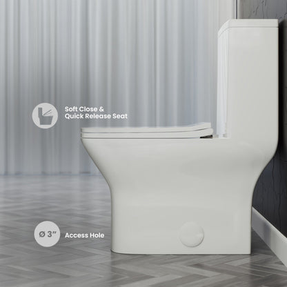 Swiss Madison Carre One Piece Square Toilet Left Side Flush, 10" Rough-In 1.28 gpf - SM-1T272