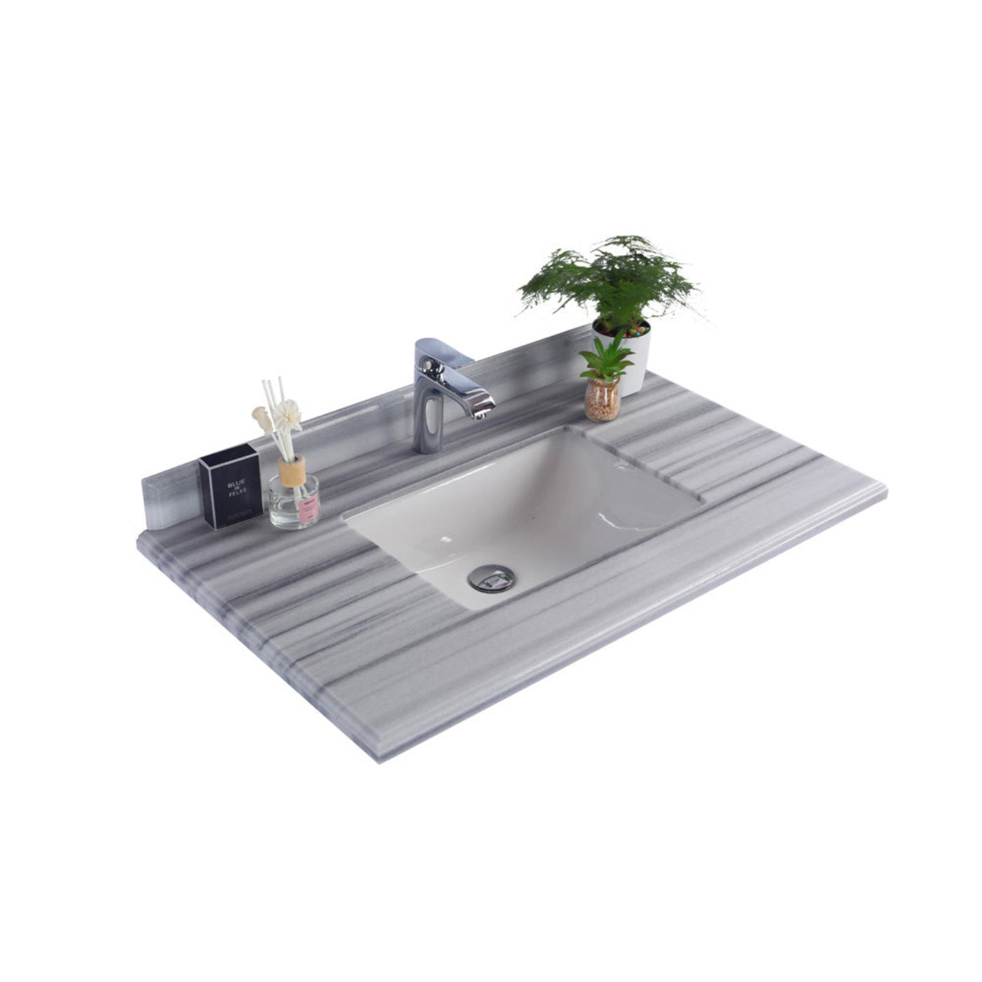 Laviva White Stripes Countertop - 313SQ1H-24-WS