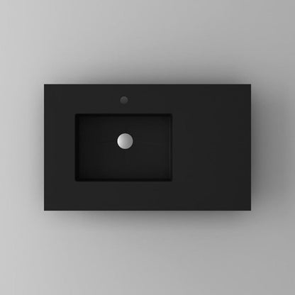 Laviva VIVA Stone Matte Black Countertop - 313SQ1HSS-24-MB