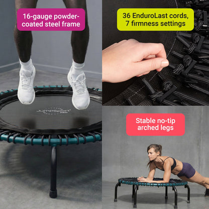 Disc-O-Bed JumpSport 350 Pro Fitness 39 Inch Cardio Workout Indoor Trampoline, Teal/Black - 318126