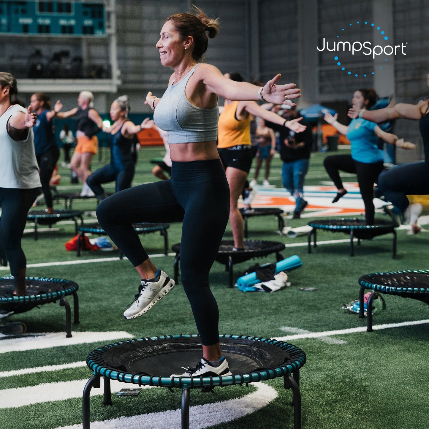 Disc-O-Bed JumpSport 350 Pro Fitness 39 Inch Cardio Workout Indoor Trampoline, Teal/Black - 318126
