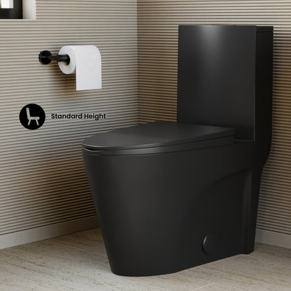 Swiss Madison St. Tropez One-Piece Elongated Toilet Vortex Dual-Flush in Matte Black 1.1/1.6 gpf - SM-1T254MB