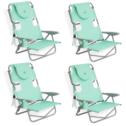 Disc-O-Bed On Your Back Folding Reclining Outdoor Camping Lawn Chair, Teal (4 Pack) - 323212