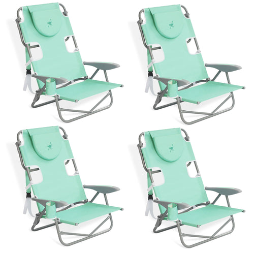Disc-O-Bed On Your Back Folding Reclining Outdoor Camping Lawn Chair, Teal (4 Pack) - 323212