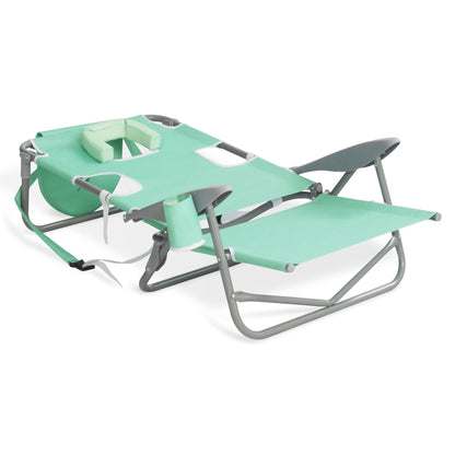 Disc-O-Bed On Your Back Folding Reclining Outdoor Camping Lawn Chair, Teal (4 Pack) - 323212