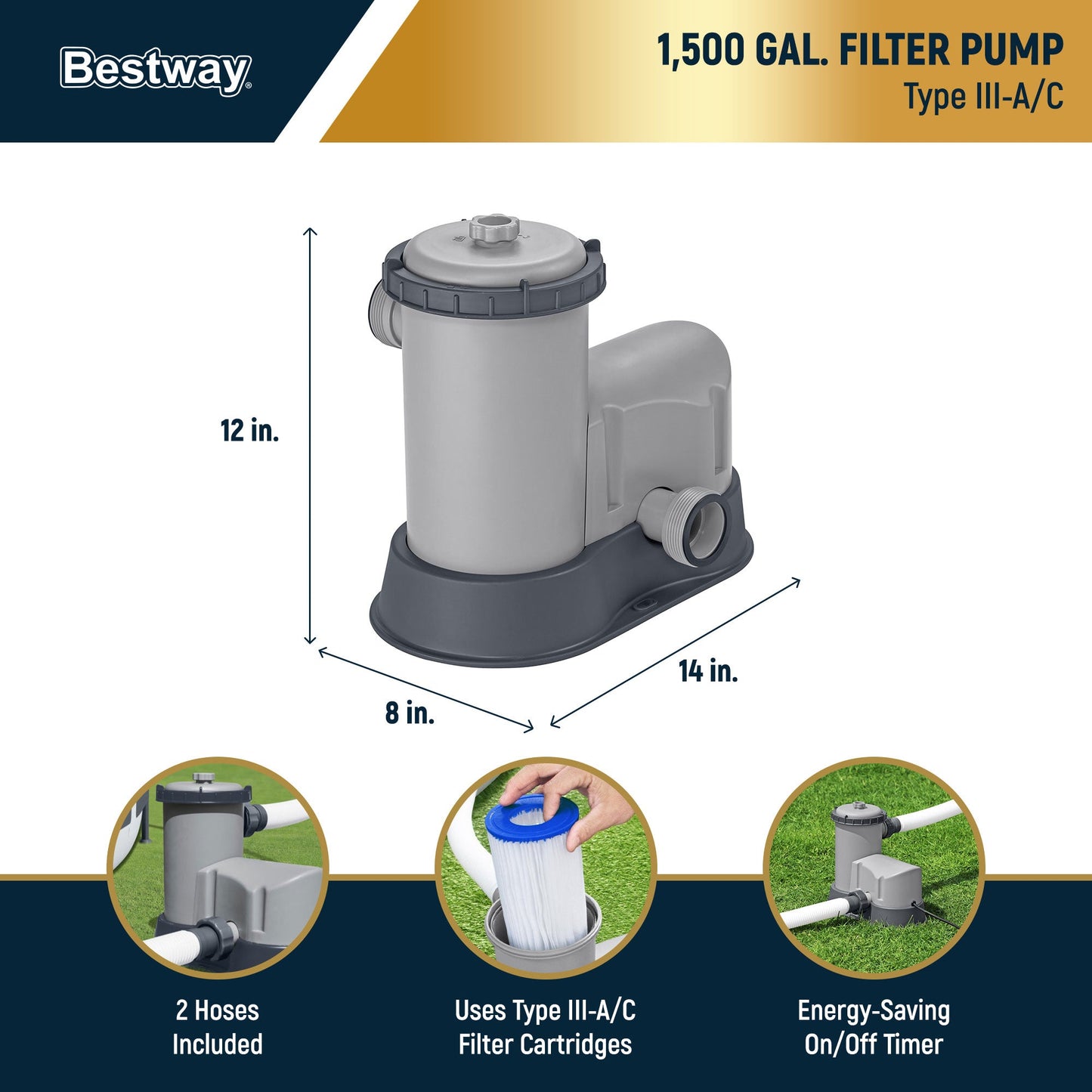 Summer Waves Bestway Steel Pro MAX 18' x 48" Round Above Ground Pool Set w/LED Light & Remote - 324015