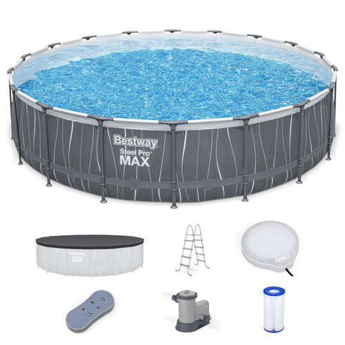 Summer Waves Bestway Steel Pro MAX 18' x 48" Round Above Ground Pool Set w/LED Light & Remote - 324015