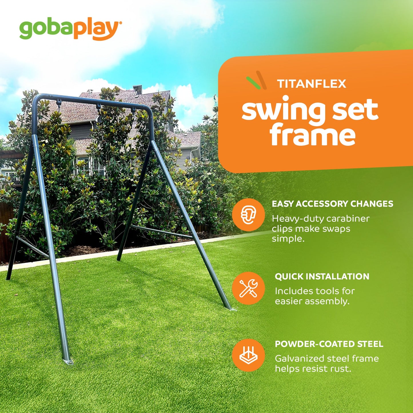 gobaplay Single Swing Set Playground Equipment with FlyMax 39" Swing with Tent - 436274
