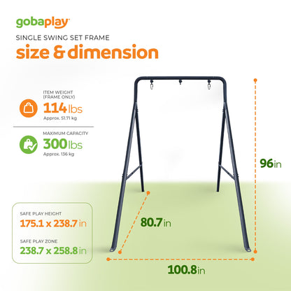 gobaplay Outdoor Frame Playground Equipment w/ 8' Extension & 39" Swing w/ Tent - 436276