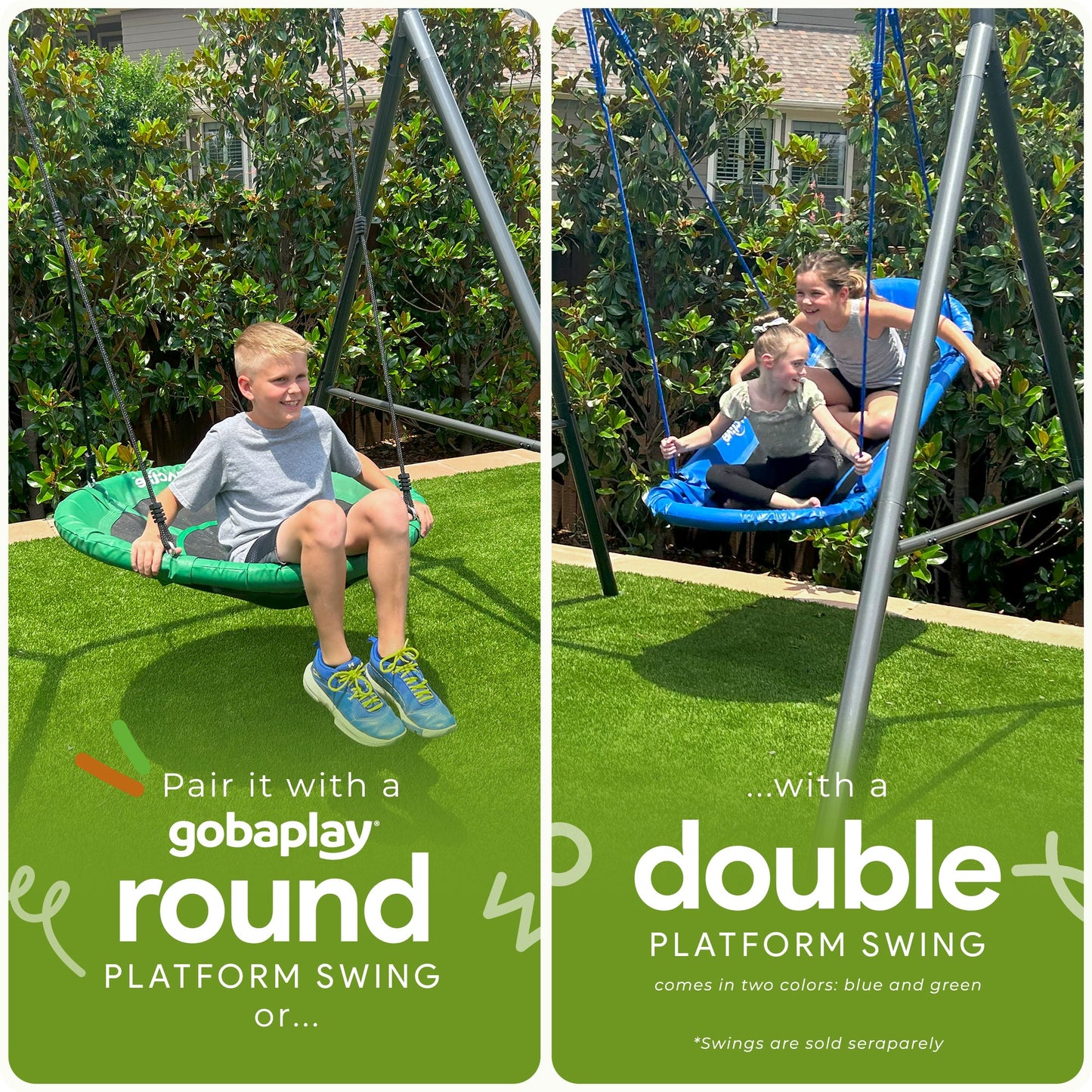 gobaplay Outdoor Swing Set Frame & gobaplay Round Swing & gobaplay Hanging Tent - 416132