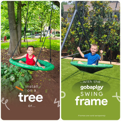gobaplay Outdoor Swing Set Frame & gobaplay Round Swing & gobaplay Hanging Tent - 416132
