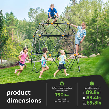 gobaplay Large Powder Coated Steel Geometric Climbing Dome with 3 Sleek Anchors (For Parts) - 407611