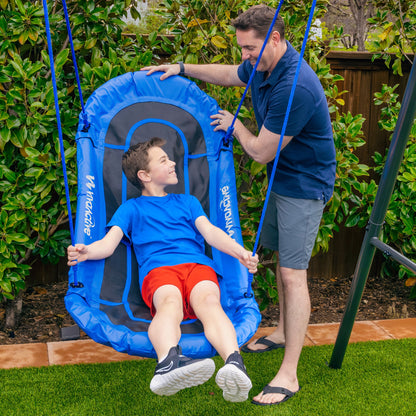 gobaplay Single Swing Set Playground Equipment with Double Platform Saucer, Blue - 327671