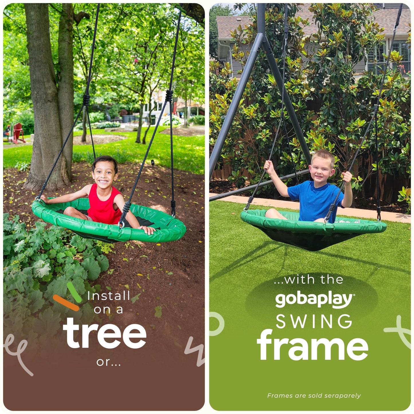 gobaplay Single Swing Set Playground Equipment with 39” Round Platform Saucer - 327672