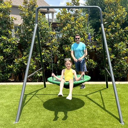 gobaplay Single Swing Set Playground Equipment with 39” Round Platform Saucer - 327672