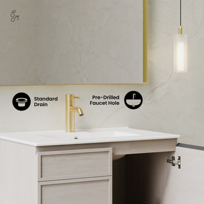Swiss Madison St. Tropez 30" Wall-Mounted Bathroom Vanity in White Oak with Sink Top - SM-BV0825WO