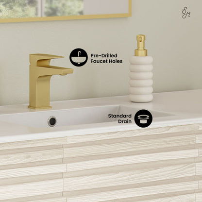 Swiss Madison Cascade 48" Freestanding Bathroom Vanity in White Oak with Double Basin Sink Top - SM-BV8636WO