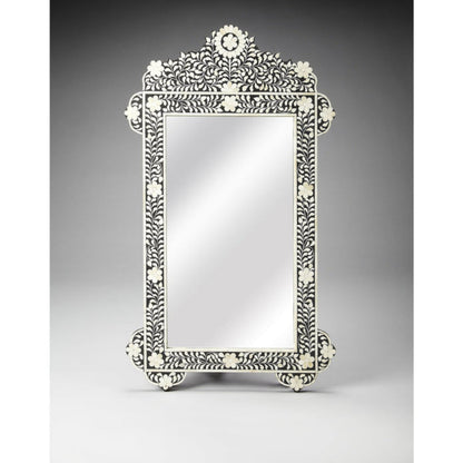 Butler Specialty Company Vivienne Crown Bone Inlay Wall Mirrored, Black and White  - 3481318