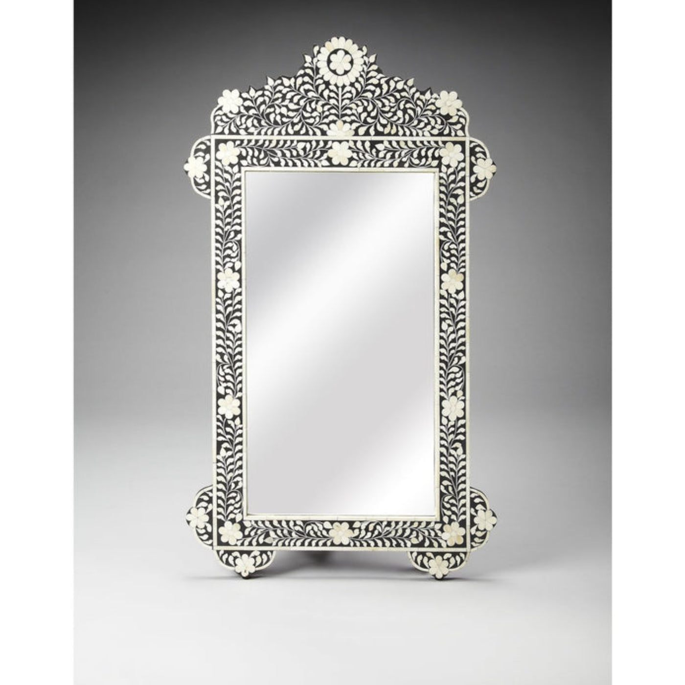 Butler Specialty Company Vivienne Crown Bone Inlay Wall Mirrored, Black and White  - 3481318