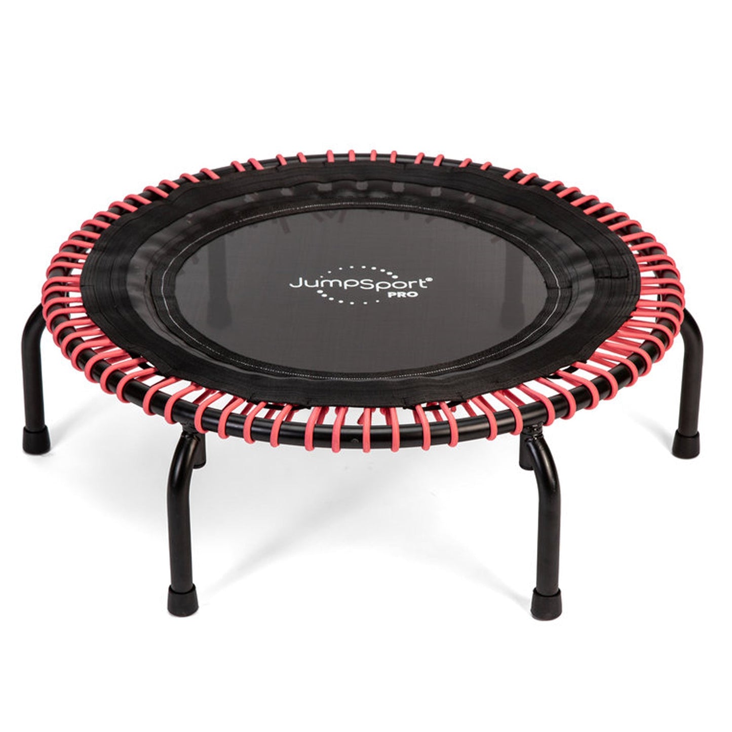 Disc-O-Bed JumpSport 350 PRO 39 Inch Fitness Trampoline with Pink EnduroLast Elastic Cords - 348951