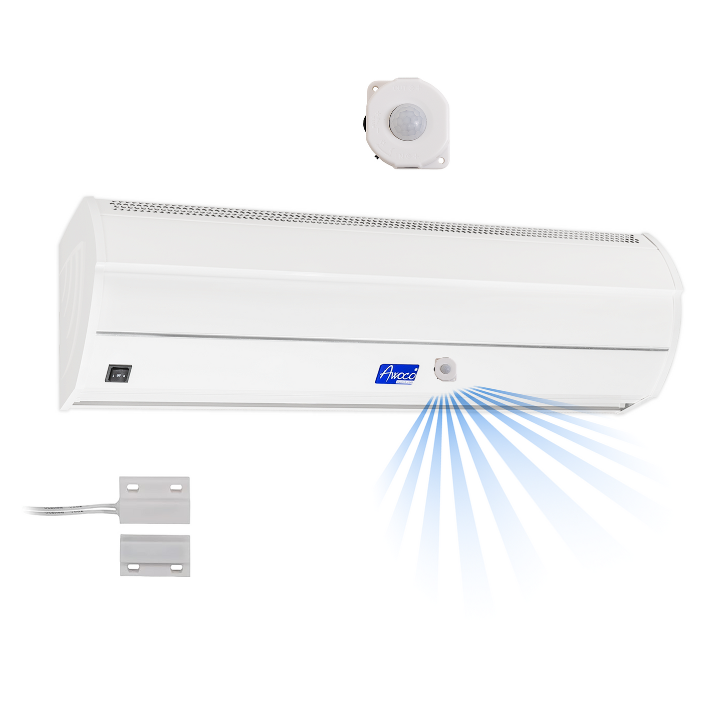 Awoco FM35-MSD Early Turn On Elegant 2 Speed Air Curtain, UL Certified, 120V Unheated with Magnetic Switch & Motion Sensor Detection - FM3509-MSD