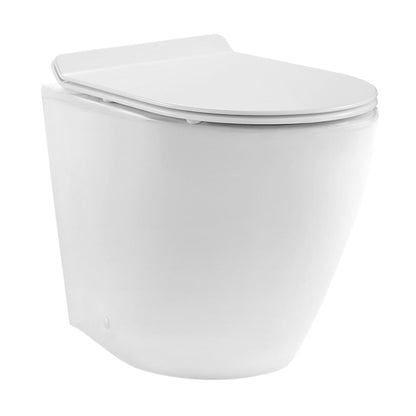 Swiss Madison St. Tropez Back-to-Wall Toilet Bundle 0.8/1.6 GPF Dual Flush in Glossy White with White Flush Plate - SM-WT0803GW