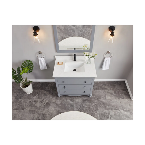 36" Cadet Finish Solid Wood Sink Vanity With 1' Artificial Stone Top