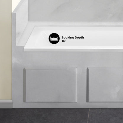 Swiss Madison Voltaire 60 x 32 Right Drain Soaking Alcove Bathtub in Glossy White with Integrated Overflow, Drain Included - SM-AB0522GW