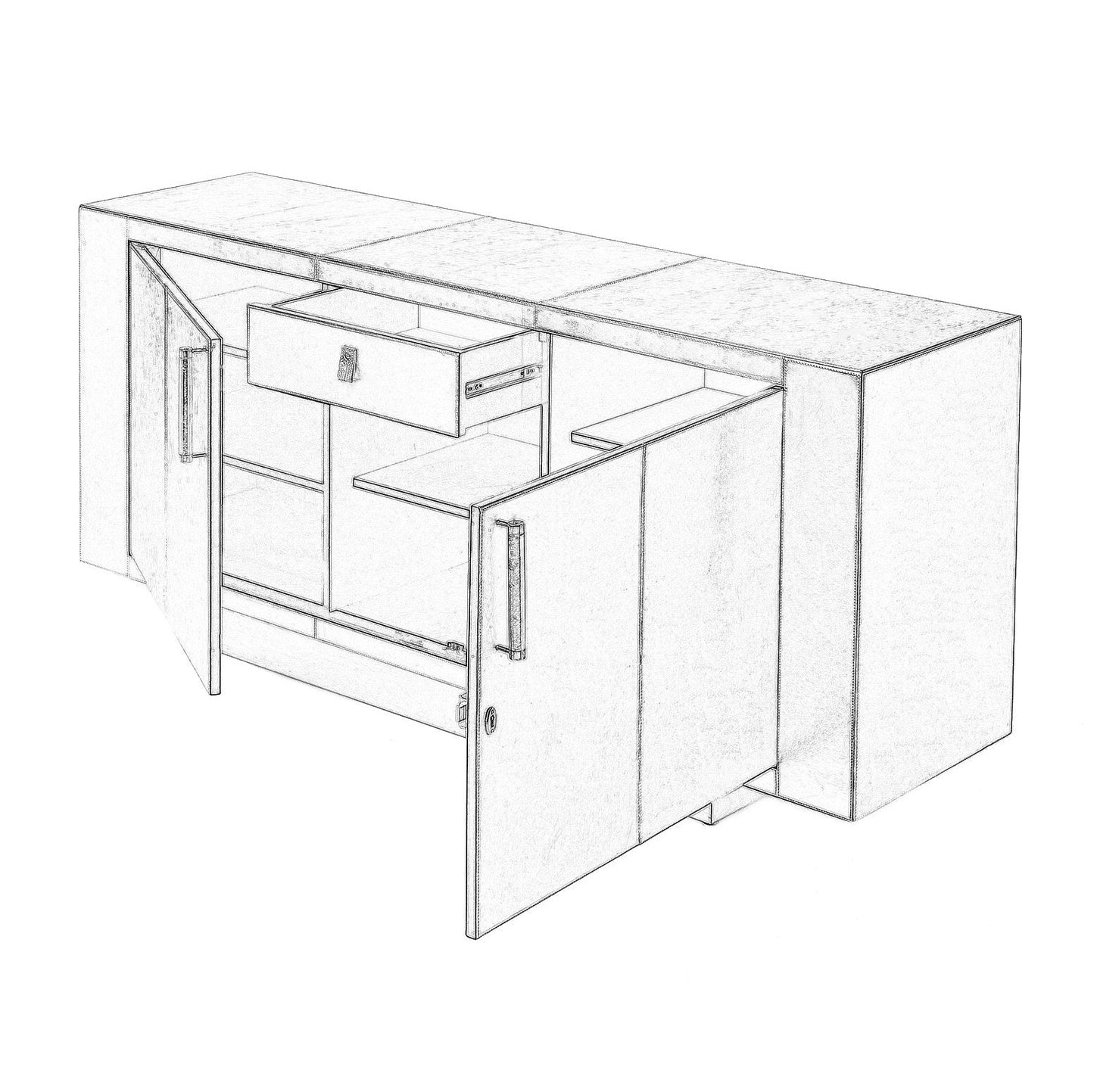 Butler Specialty Company Francois Silver Leather 70.5"" Buffet Sideboard, Silver  - 3736435