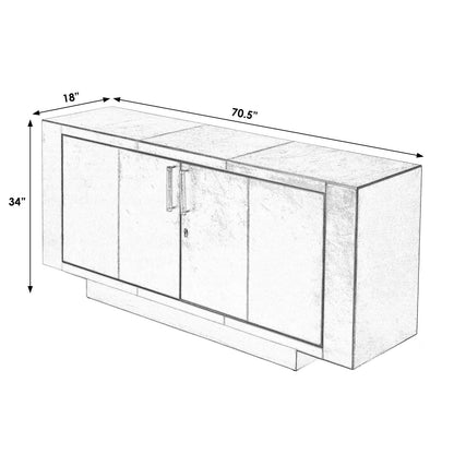 Butler Specialty Company Francois Silver Leather 70.5"" Buffet Sideboard, Silver  - 3736435