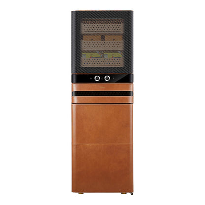 Afidano 2200 Ct Cigar Humidor, Temperature and Humidity Control with Classic Leather and Spanish Cedar Drawers - JC-376A